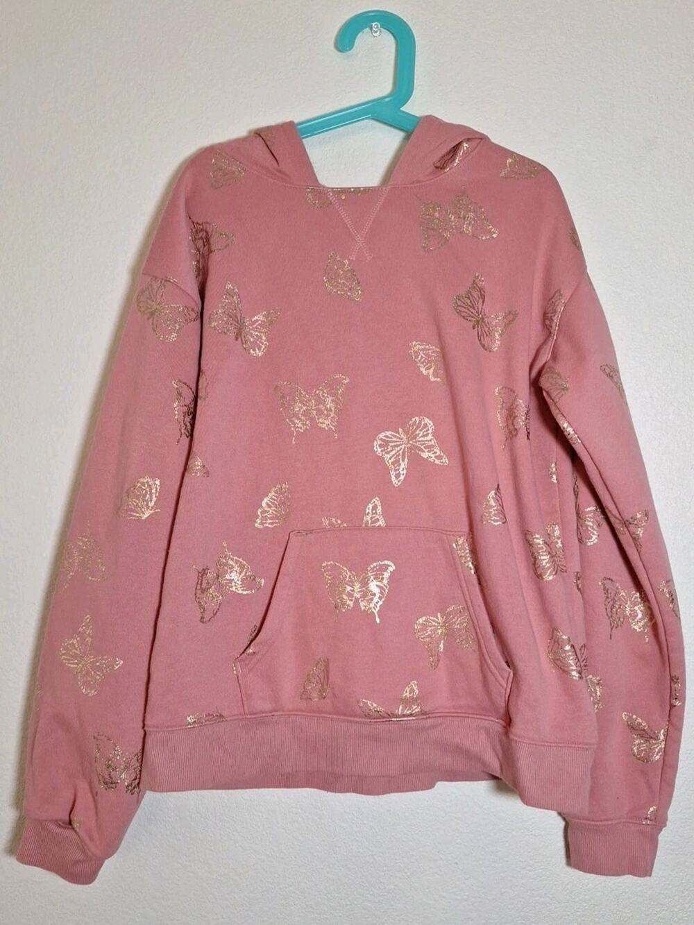 Pink Hoodie with Gold Butterfly Design So Good For Life - The Favorite Hoodie XL